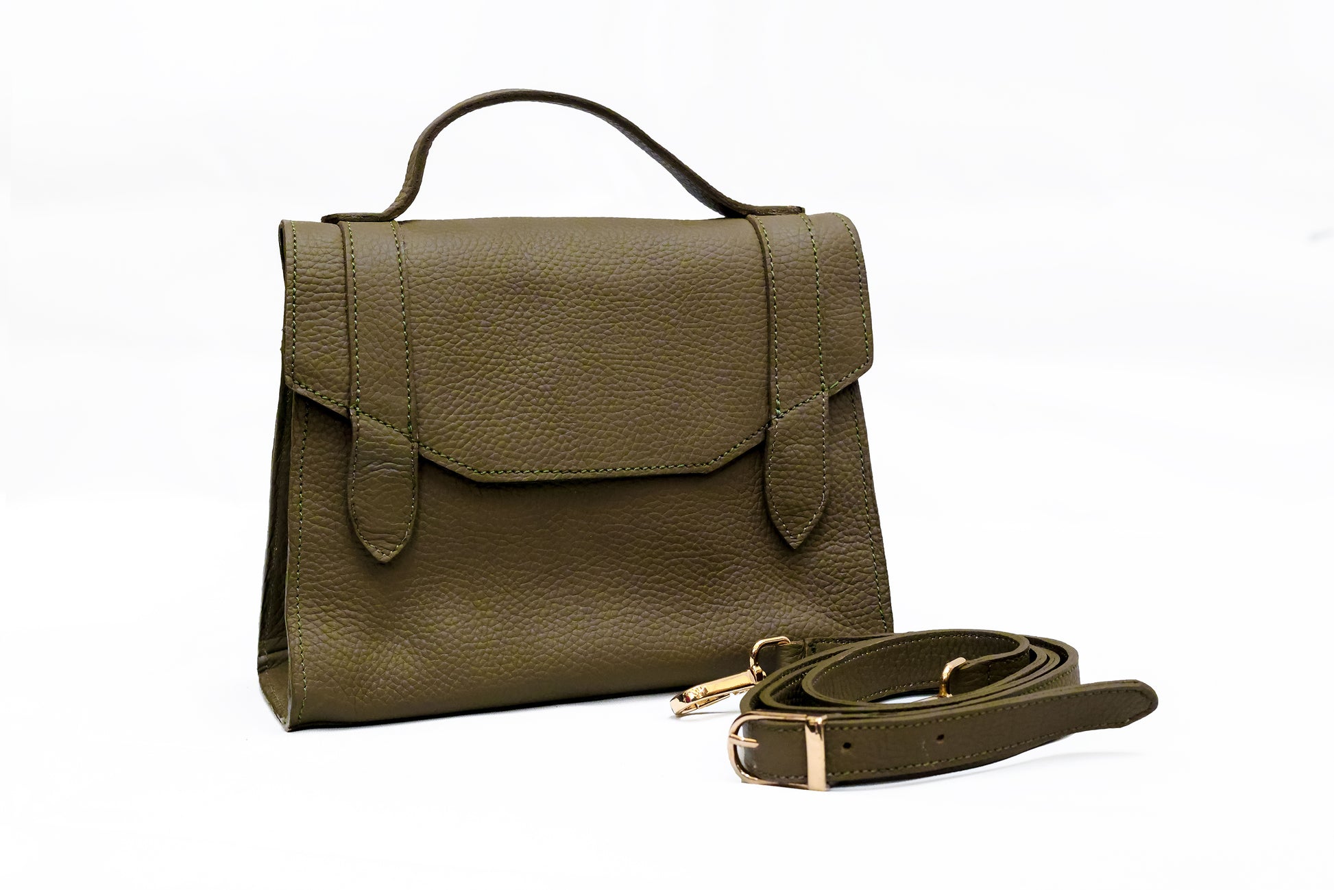 Diana bag in olive natural dyed milled leather