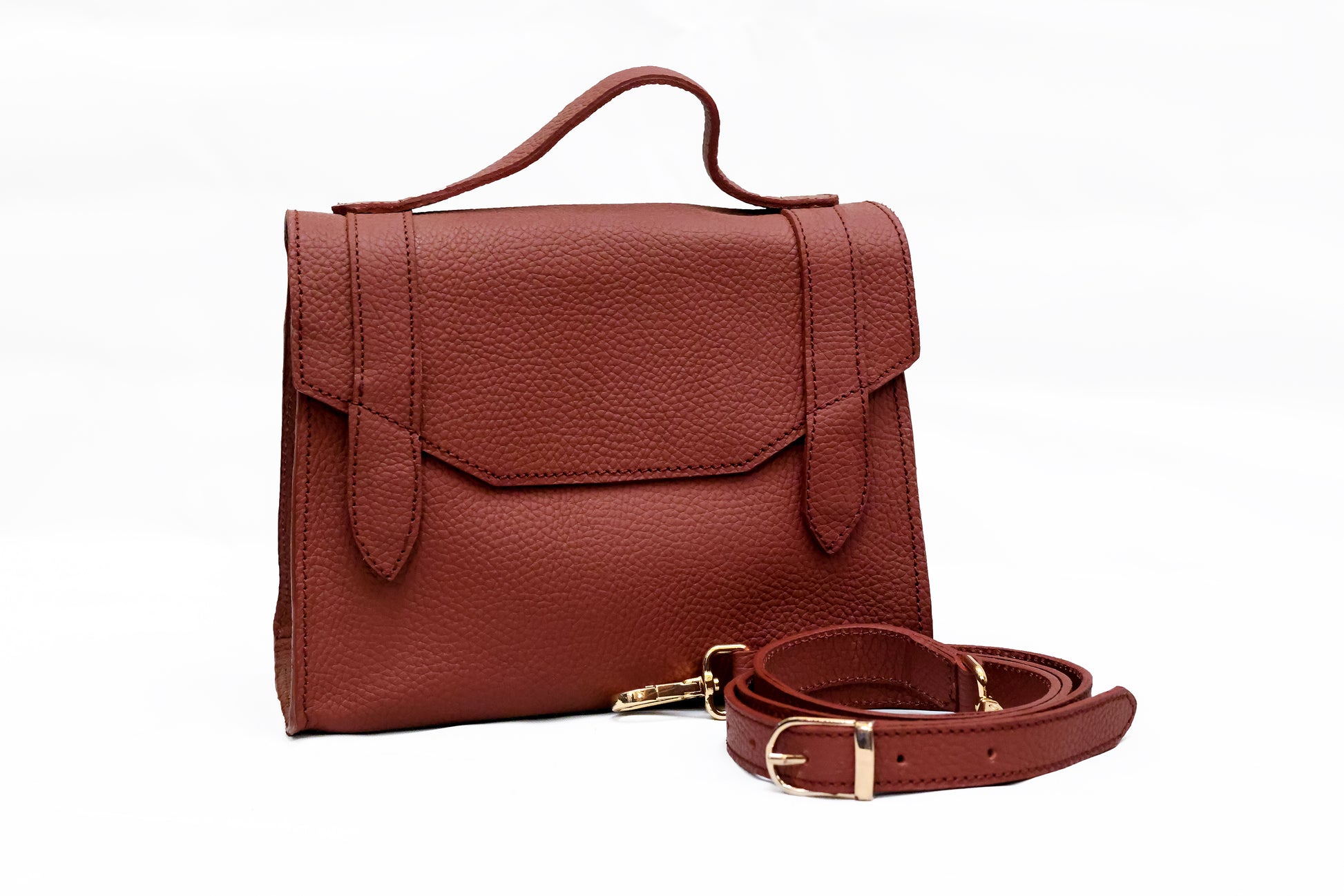 Diana bag in firebrick natural dyed milled leather