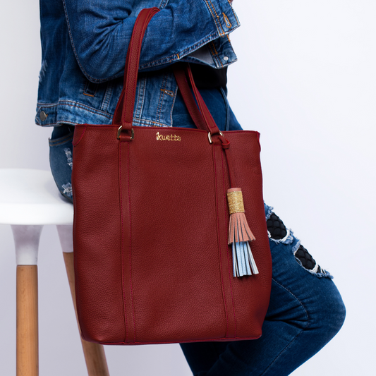 Cindy tote in Firebrick natural dyed milled leather
