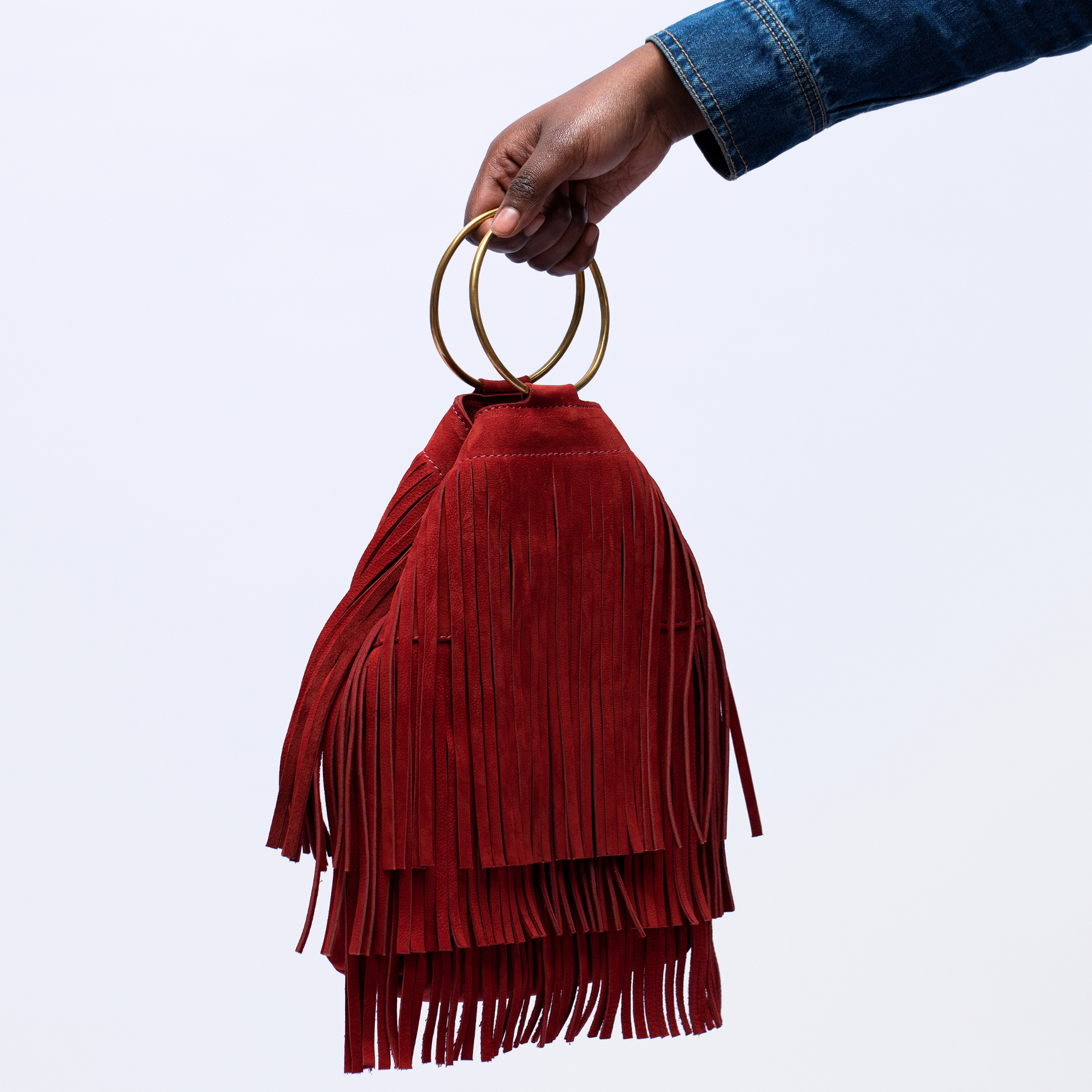 Flounce 2.0 bag in Roseberry hunting suede