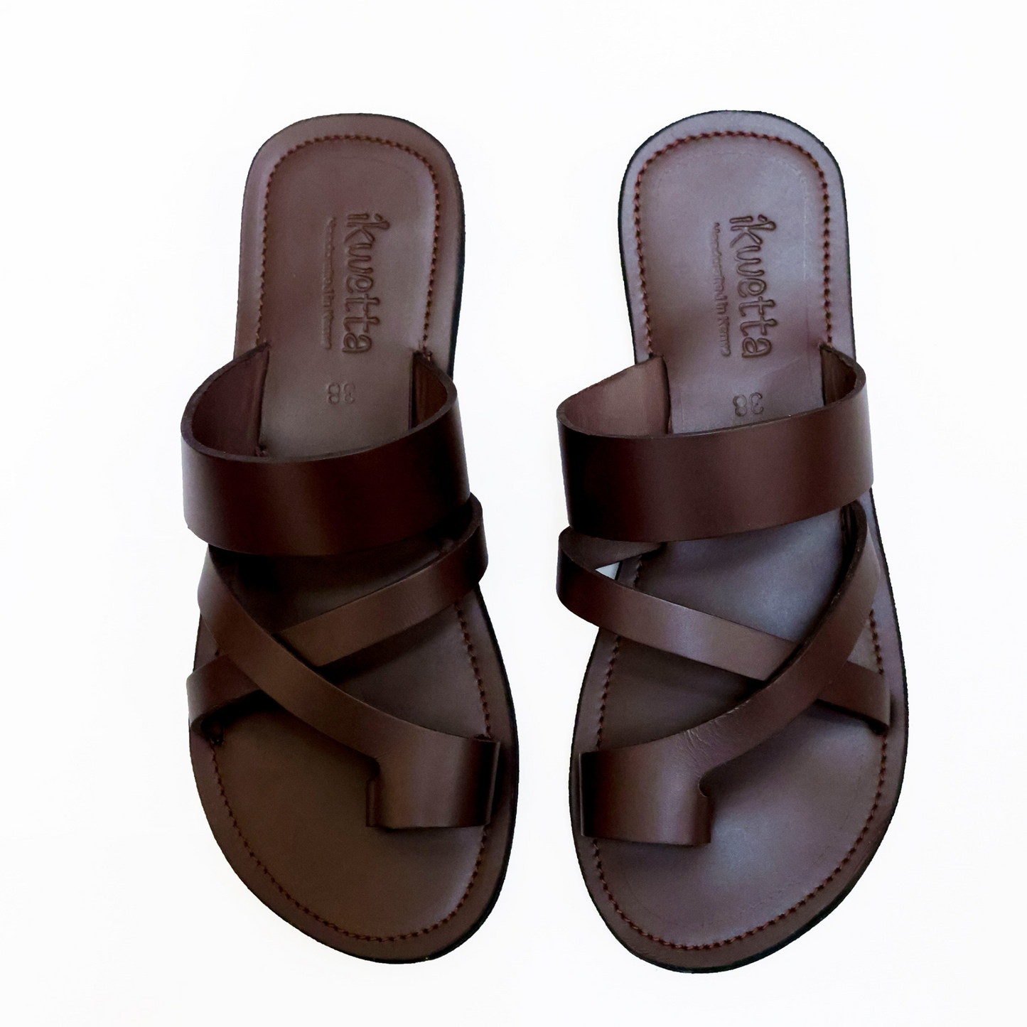 Olivia sandals in chocolate brown smooth leather and rubber sole.