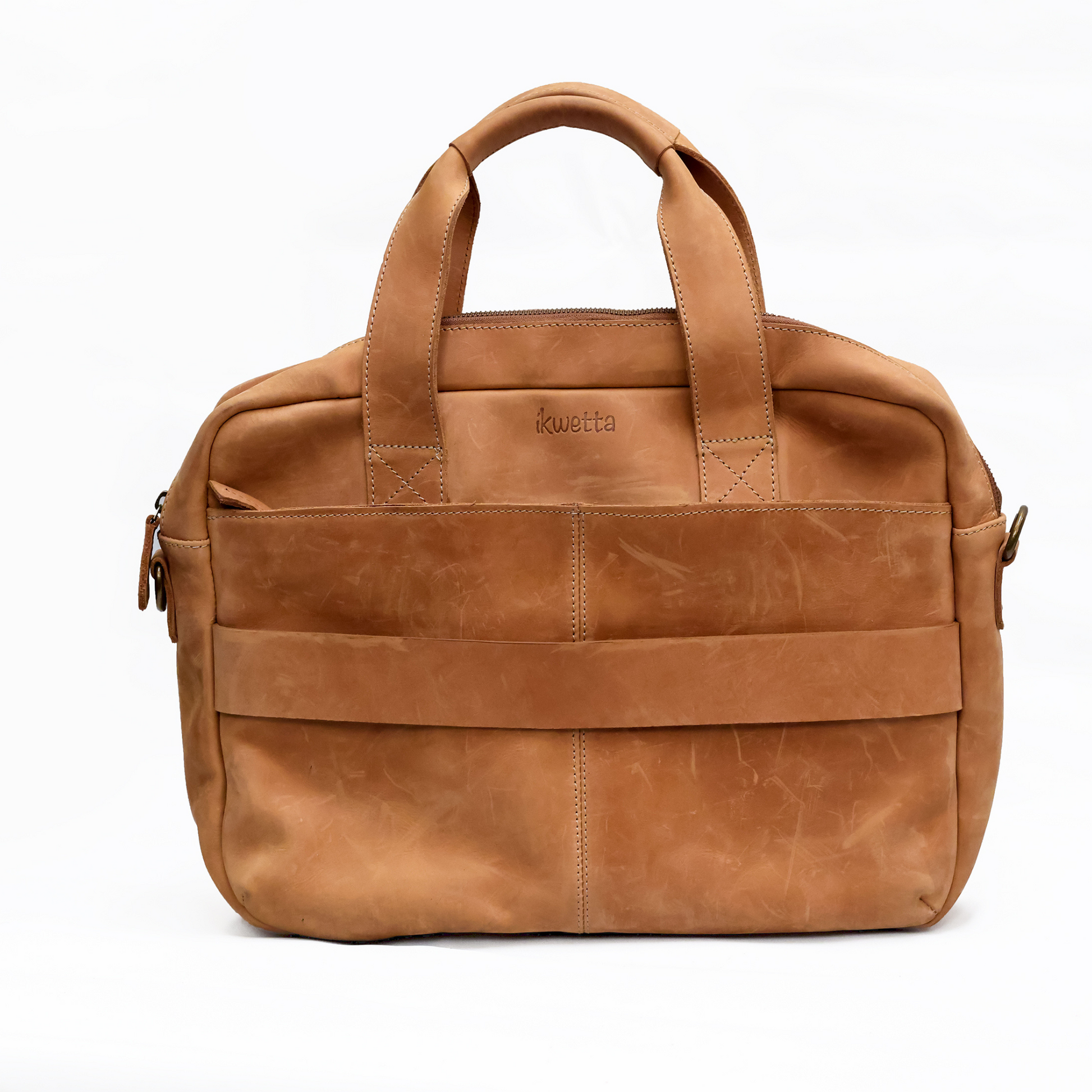 Luxcon messenger bag in tan oil pull up leather