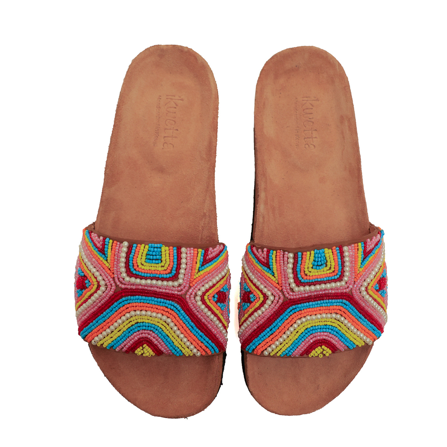 Inca slides with cork footbed and Maasai beaded upper