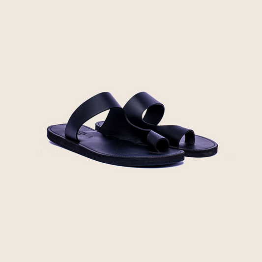 Gabu sandals for men in black smooth leather