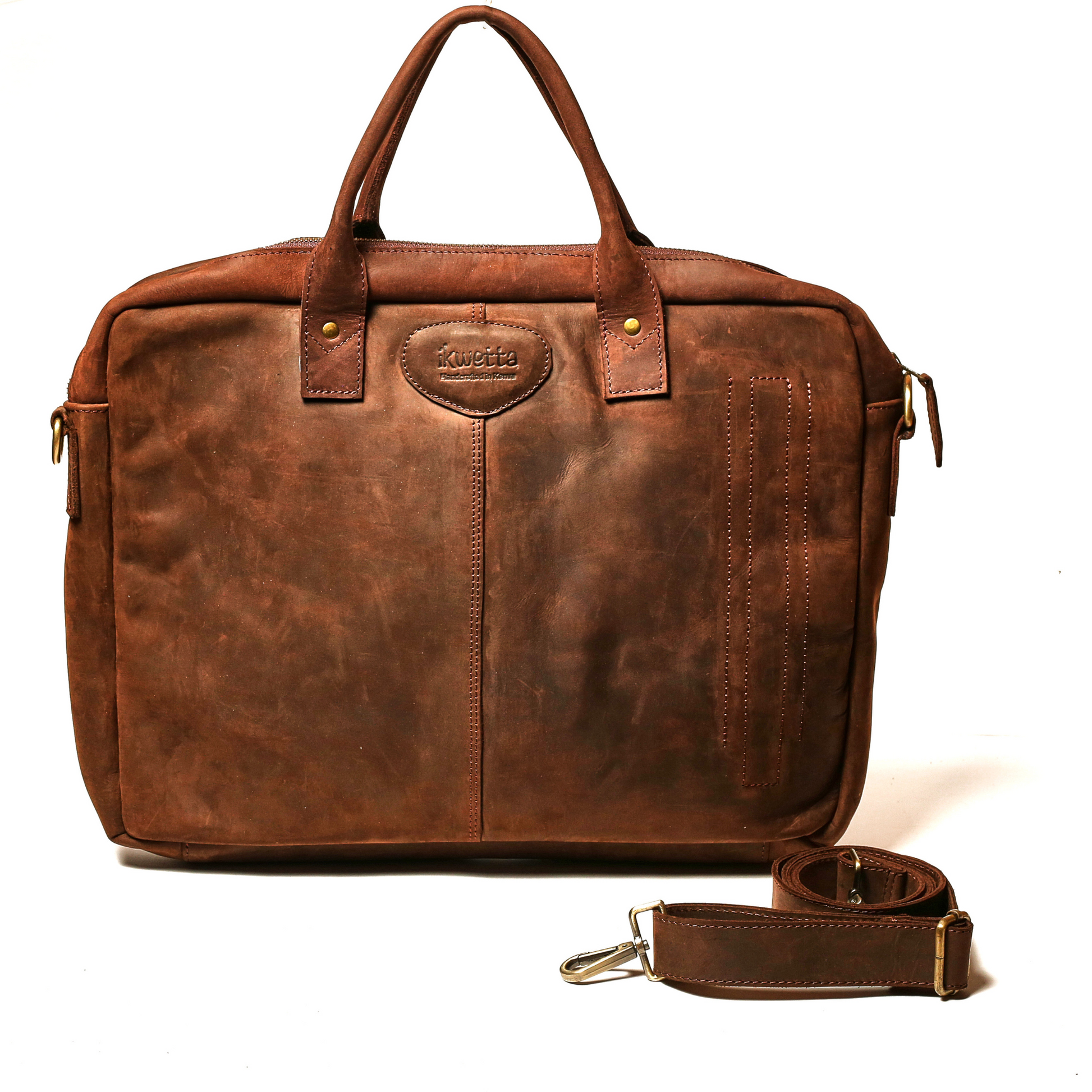 Louis laptop bag in mocca oil pull up leather
