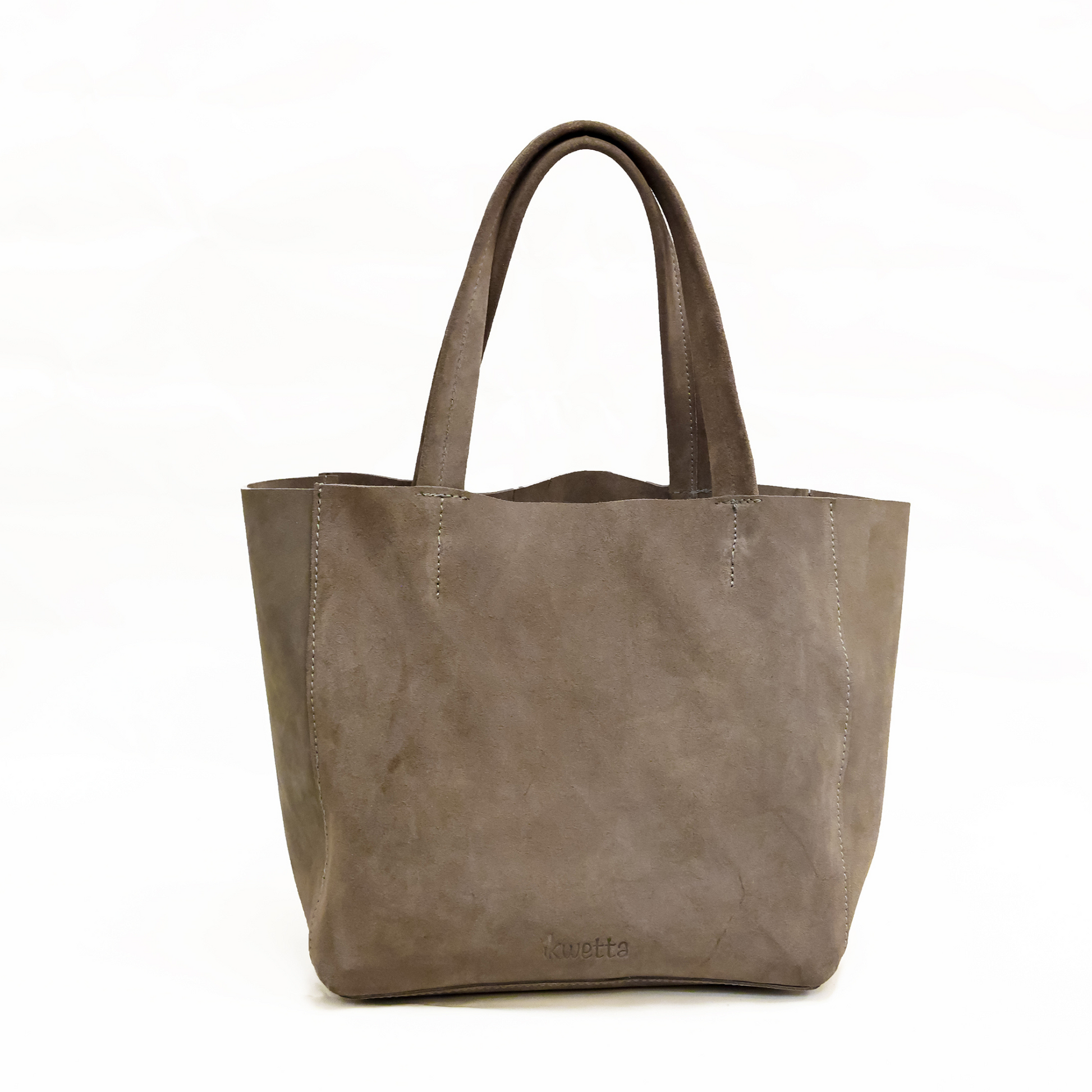 vera unlined tote in grey hunting suede