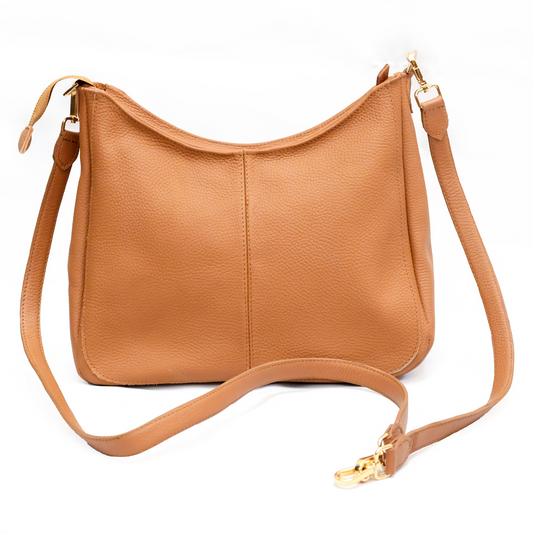 Kira shoulder bag in Sugar almond natural dyed milled leather