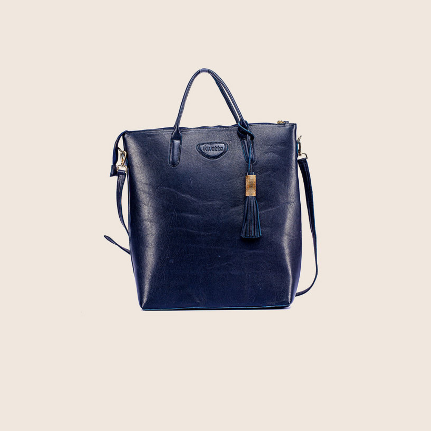 Werk tote in blue smooth leather