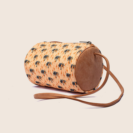 Roxy bag in  giraffe canvas with leather