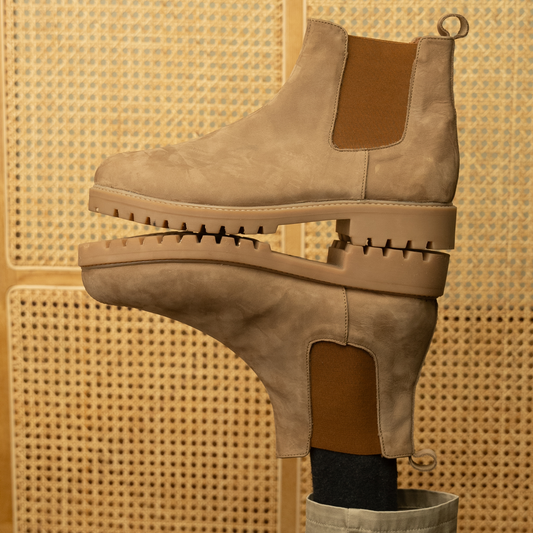 Aspen chelsea boots in tan nubuck leather and aspen soles