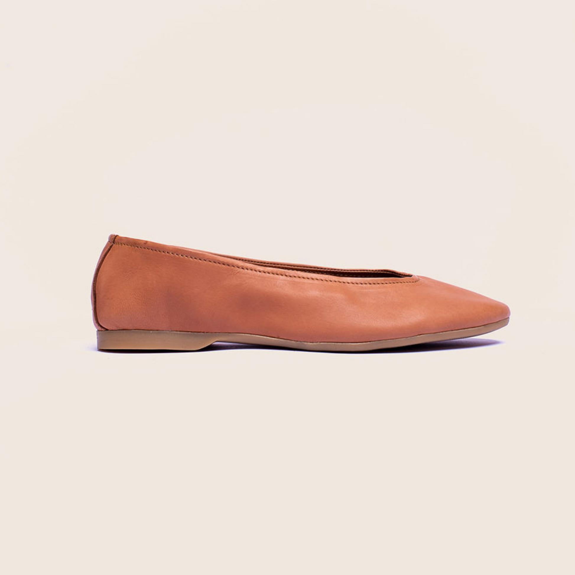 Bare ballet shoes in tan smooth leather