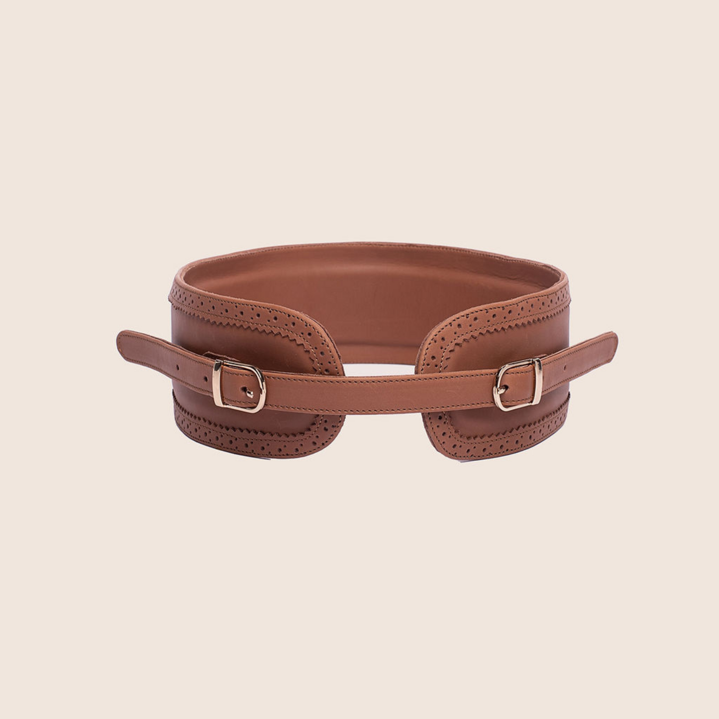 Cinch belt for women in brown smooth leather