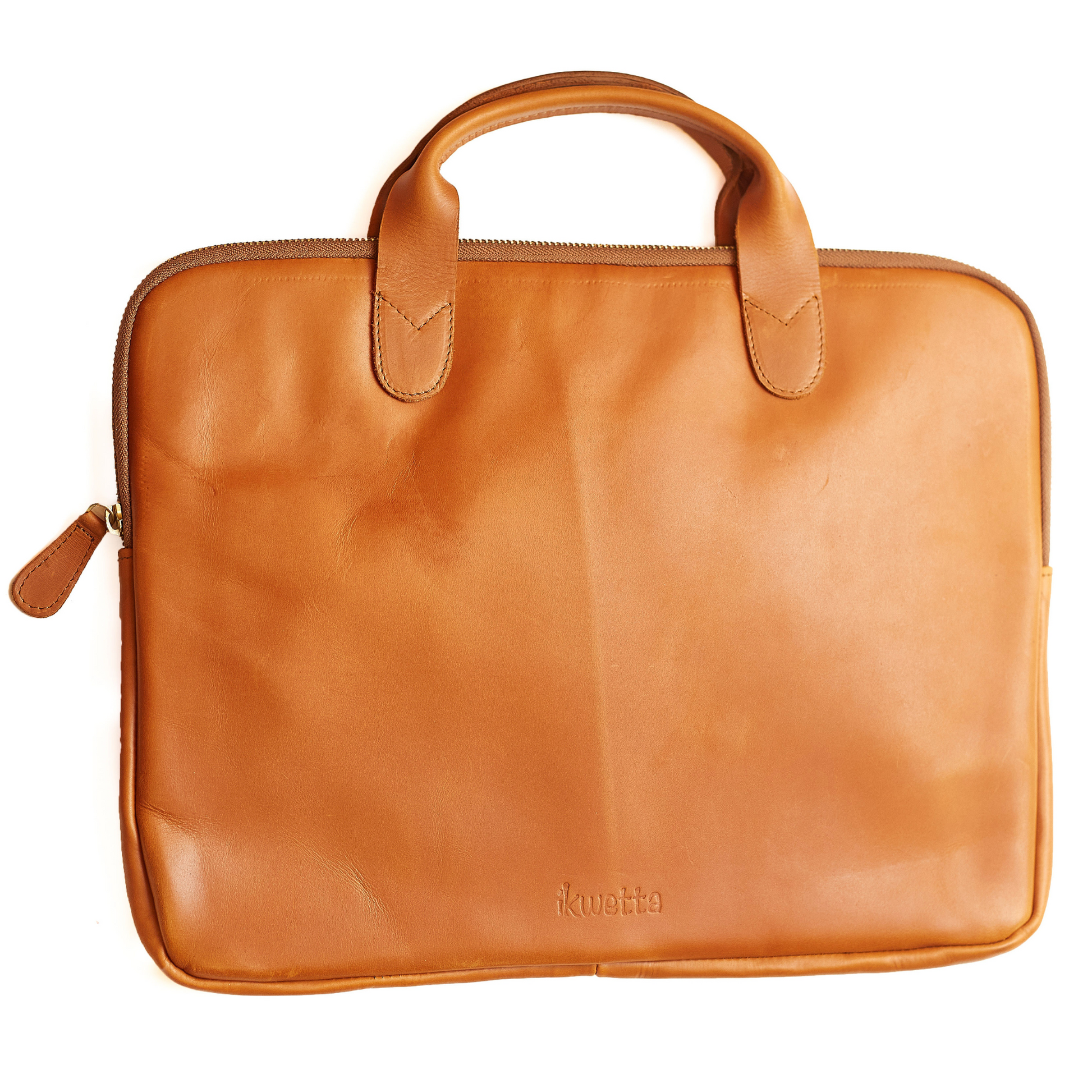 Made in Kenya 16''laptop bag in Brown smooth leather.