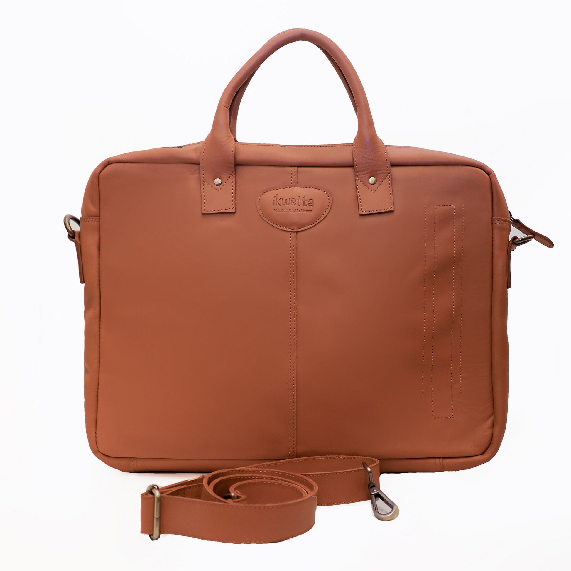 Louis laptop bag in tan crunch leather