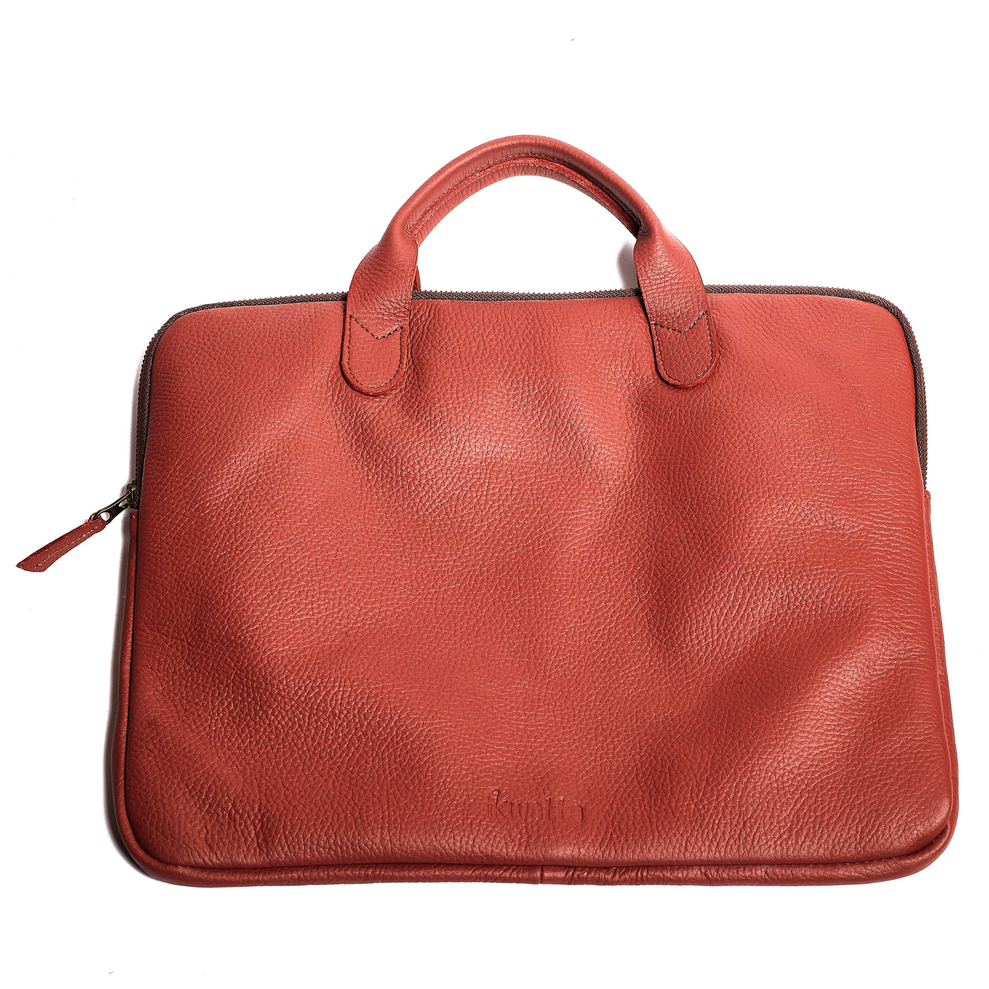 Abby laptop bag 14'' Firebrick natural milled leather.
