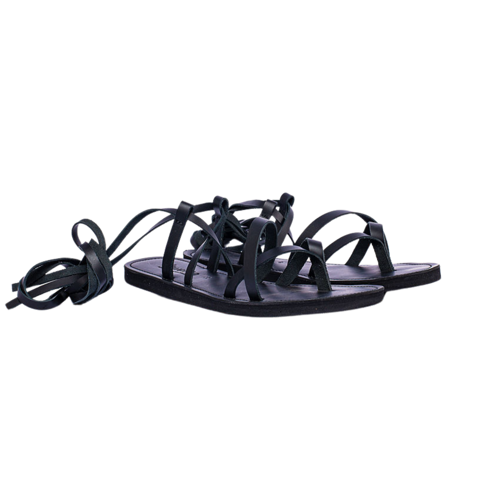 Sharon strappy sandals in black smooth leather